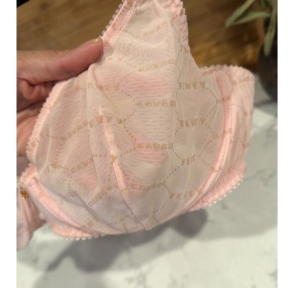 Savage x Fenty flocked logo cotton candy pink sheer with wire bra sexy size 36D - Picture 3 of 8